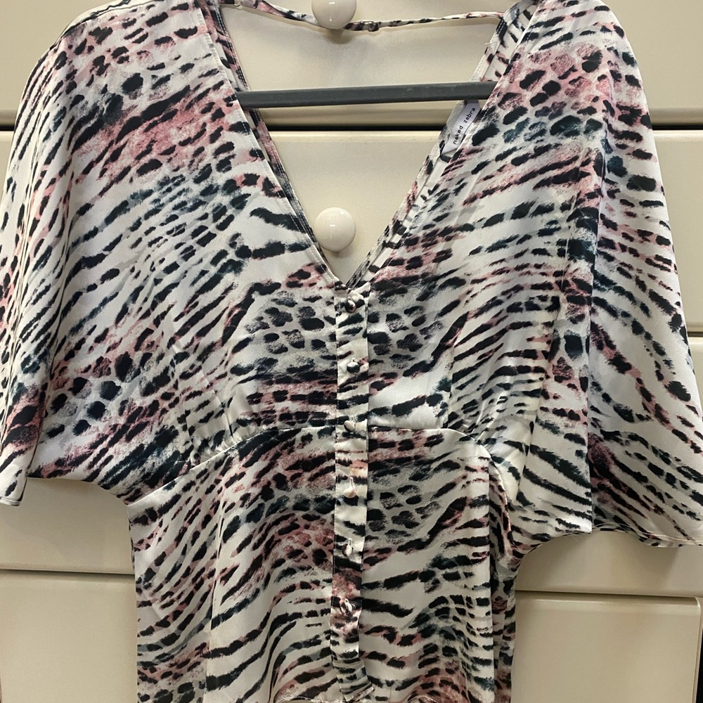 Naked Zebra Cropped Top Zebra Print V Neck Women's